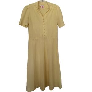 Vintage JOAN CURTIS Women's Size 10 Dress Yellow Short Sleeves 60s 70s Union